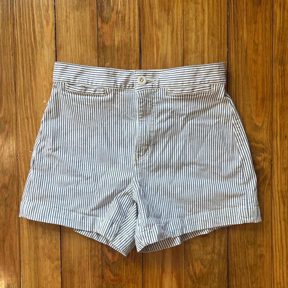 Madewell Blue and White striped shorts